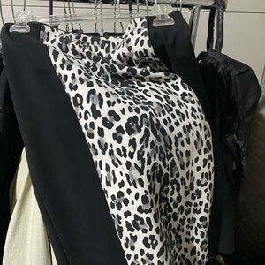 Black & White Leopard Print Satin Slip Skirt